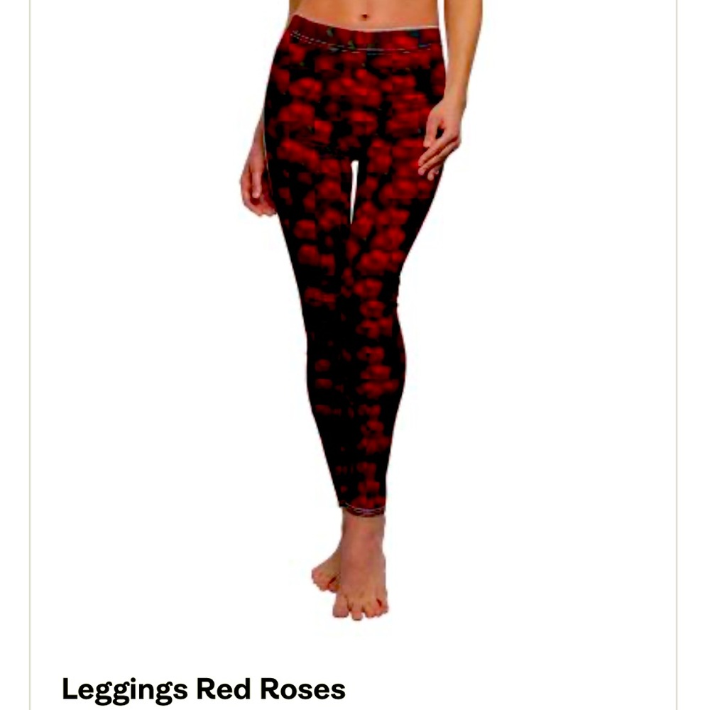 Red Rose Print leggings